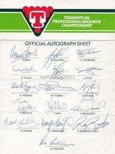 ALEX HIGGINS RAY REARDON STEVE DAVIS JIMMY WHITE WILLIE THORNE SIGNED PRE-PRINT