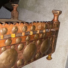 Vintage Boho Low Table~India Wood/Brass Punjabi Side Table~secret compartment