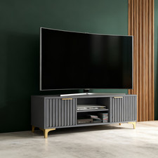 120cm Grey TV Unit | Fluted