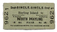 1956 BTC HAYLING ISLAND to NORTH HAYLING EDMONDSON SECOND CLASS RAILWAY TICKET