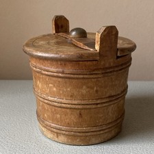 Rare Antique Wooden Butter Barrel w/ Lid & Locking Mechanism Allmoge Scandi 9cm