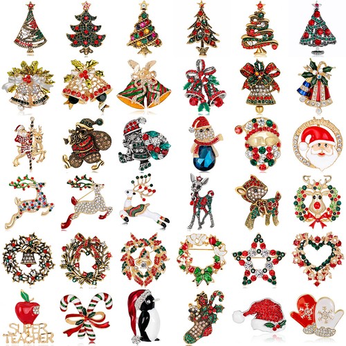 Christmas brooch rhinestone - christmas,