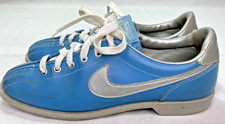 NIKE Vintage Leather Bowling Shoes Womens Size 8 Blue & Silver Retro 1980s