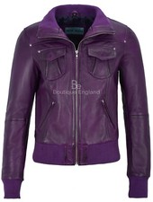 Ladies  Leather Jacket Purple