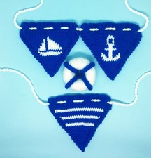 KNITTING PATTERN 605: Nursery, home deco - Nautical bunting, life buoy