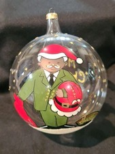HARRODS CLEAR GLASS HAND PAINTED CHRISTMAS BAUBLE VINTAGE 1989 VGC RARE 4"