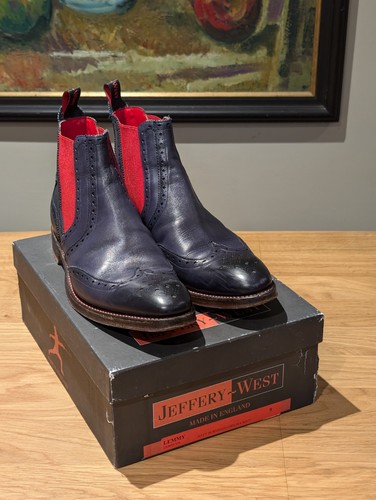 Navy burnished chelsea boots - navy,