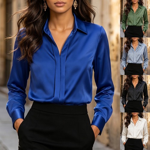 Women satin silk blouse casual - silk,