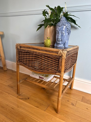 Vintage rattan wicker side - &,