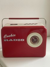 1950s Style Retro Radio Tin Lunch Box Cookie Box Red Vintage