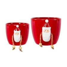 Ceramic Red Planter Santa with