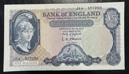 Old five pound note - five, £5