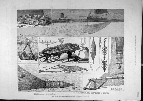Original old antique print - old,