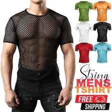 Mens String Mesh Tshirt Short