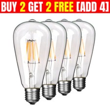 2/4/6W Edison E27 Screw LED Filament Light Bulb Vintage Style ST64 Globe Lamp UK