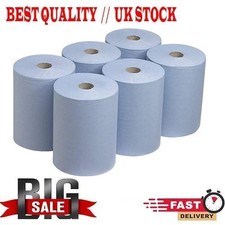 12 x Jumbo Workshop Hand Towels Rolls 2 Ply Centre Feed Wipes Embossed Tissue