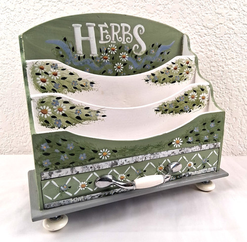 Vtg floral herbs painted - vtg,