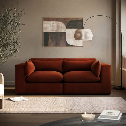 Burnt orange velvet seater - orange,