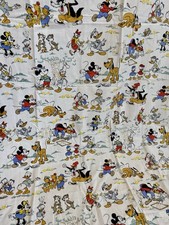 Vintage Disney Curtains  1940s 1950s Mickey Mouse fabric 100 X 168cm Per Curtain