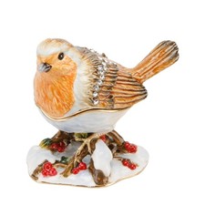Treasured Trinkets Robin Standing on Snow Christmas Trinket Box WB15072