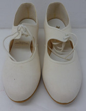 White Canvas Tap Shoe Cuban
