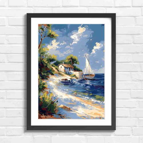 Seaside cottage with sailboat - seaside,