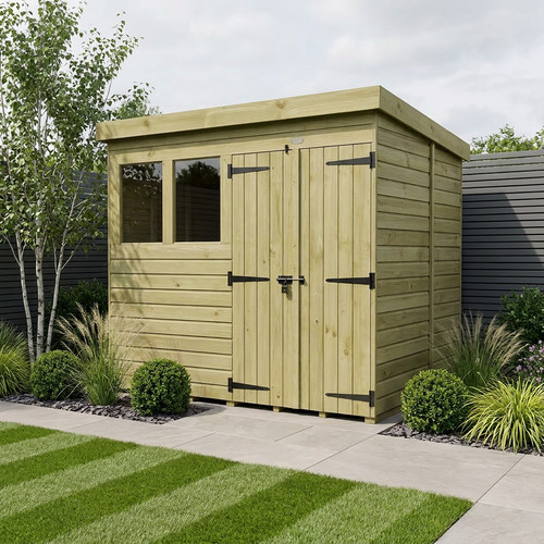 Pent shed double - door,