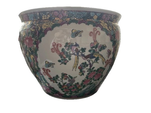 Chinese plant pot with floral - with,