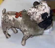 Fuzzy Nation Pug Mini Dog Purse Bag with Zip Pocket Paisley Pattern