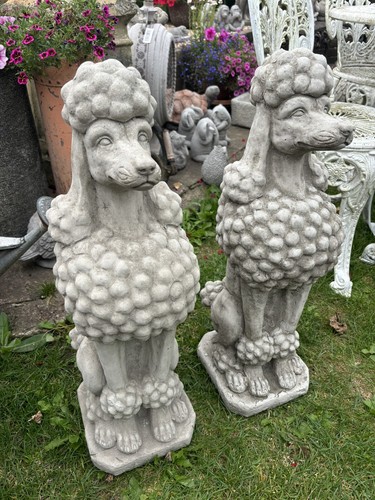 Pair poodles garden statues - of,