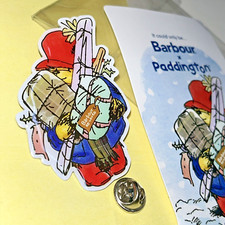 BARBOUR X PADDINGTON BEAR enamel alloy Pin Badge Shopping gift Genuine Original