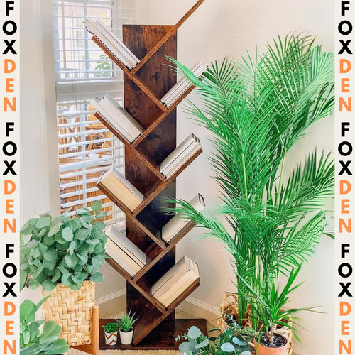Small wooden rustic bookcase - small,