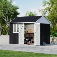 10ft x 8ft  Metal Garden Shed Outdoor Bike Tool Storage House Dual Doors Lock UK