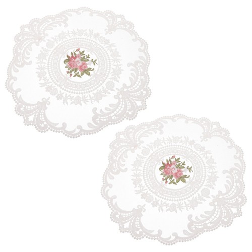 2pcs white lace place - white,