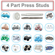 4 Parts Press Studs Fasteners with Colourful Caps and Fixing Hand Tool Handbags
