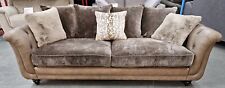 Sofology 4 Seater Leather Sofa With Fabric Pillow Back Cushions