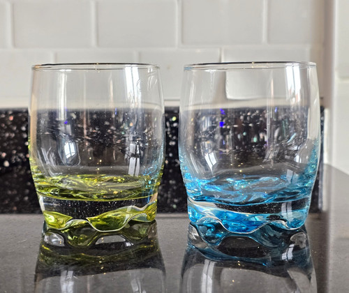 Coloured base whiskey tumblers - coloured,