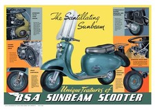 Home Wall Art Print - Vintage Advertising Poster - BSA SUNBEAM - A4,A3,A2,A1