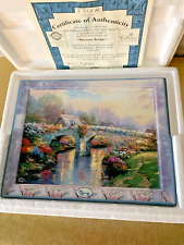 THOMAS KINKADE BLOSSOM BRIDGE PORCELAIN PRINT PLATE BRAD-EX PERFECT BOXED