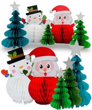Honeycomb Paper Santa & Snowman Christmas Party Xmas Tree Tablescape Decoration