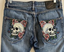 Y2K Ed Hardy Skull Jeans Christian Audigier Bling Hip Hop 34x34* 90s RARE!!!!
