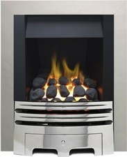 Gas Fire inset 4.2kw Convector Open Fronted Living Coal flame Chrome Trim & Fret