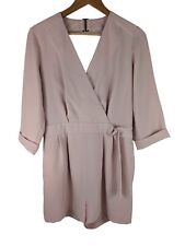 Topshop Pink Playsuit, Light Pink Open Back  Romper, V-neck, Wrap Front Size 10