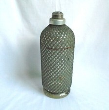 Vintage Soda Syphon Bottle Only Hatched Wire Mesh Over Glass 28cmH (No Dispenser