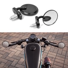 Round 7/8" Handle Bar End Rearview Mirror For Harley Davidson Cafe Racer Sporter