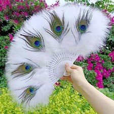 Handheld Peacock Feather Fan