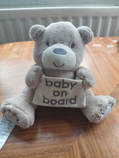 Mothercare Teddys Soft Toy Baby On Board Sign, Beige Plushie Babyshower gift