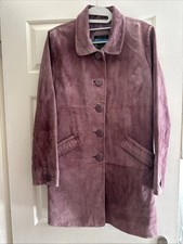 Beth Terrell.  Dusky Pink Suede Jacket. Long. (Unworn). 