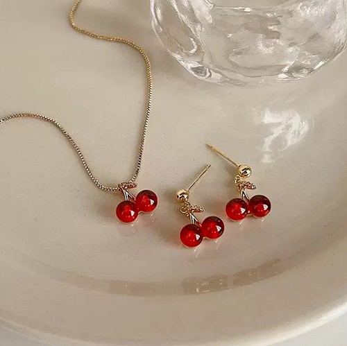 Cherry red bead - cherry, necklace