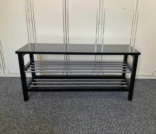 Black silver shoe rack bench - shoe, bench-